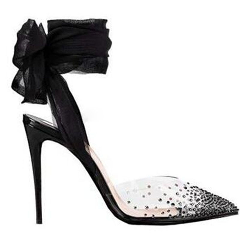 Sandalias con nudo de mariposa - Clear Strap Heel reseña y precio