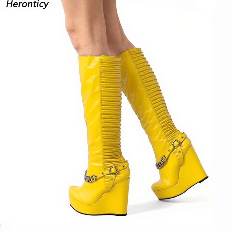 Heronticy, botas hasta la rodi - Women'S Shoes Yellow reseña y precio